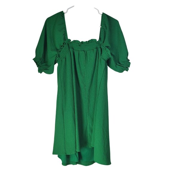 SUGARLIPS Womens LG Kelly Green Miss Sunshine Convertible Sleeve Babydoll Dress - Picture 3 of 12